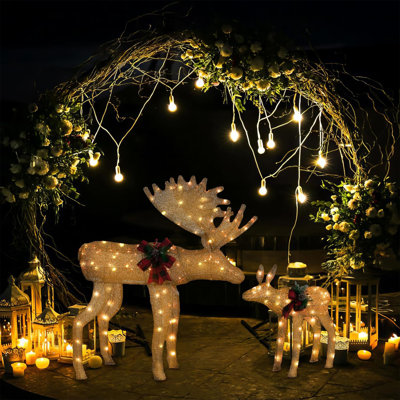 Ensemble de 2 décorations d'orignaux de Noël pour l'extérieur 
