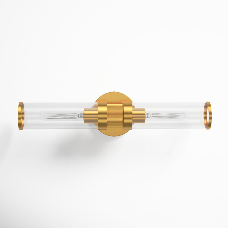 Atley 2 Light Transparent Dimmable Bath Bar, Satin Brass