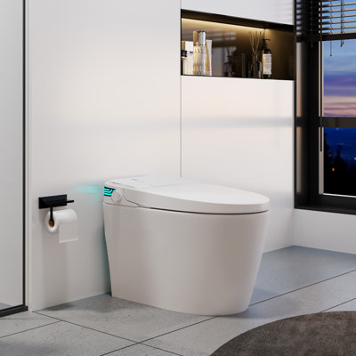 Smart Bidet Toilets Tankless, Auto Open/Soft-close, Auto Dual Flush Heated Seat Warm Wash Dry, Massage Clean, Remote Control