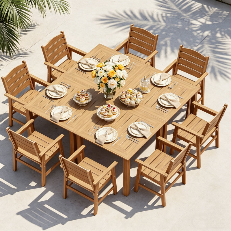All-Weather Outdoor Dining Sets - Rust-Resistant Modern Outdoor Dining Sets For Backyard Garden Deck Poolside 4-Table 8-Chairs