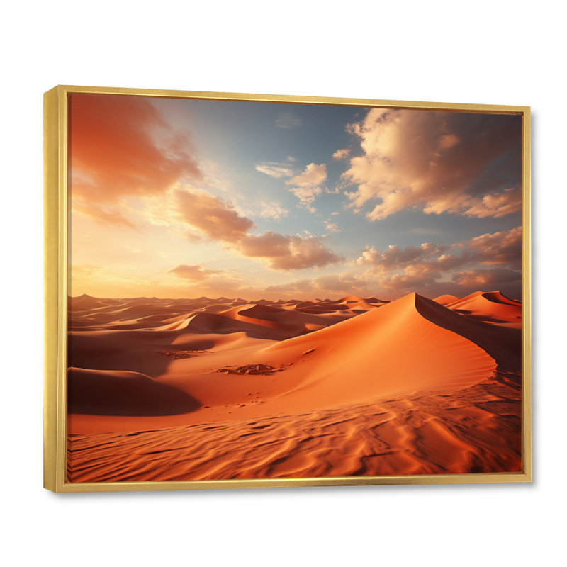 «African Sahara Dreams I» sur toile, Cadre flottant doré, H 24 po x l 32 po x P 1 po