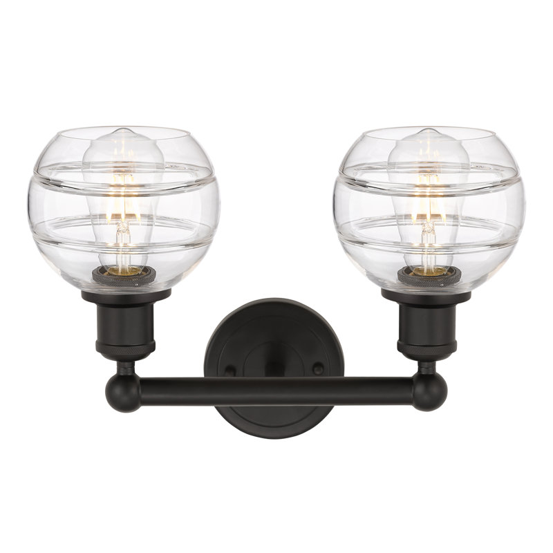 Éclairage pour meuble-lavabo à 2 lumières à intensité variable Natick, Transparent, Bronze huilé