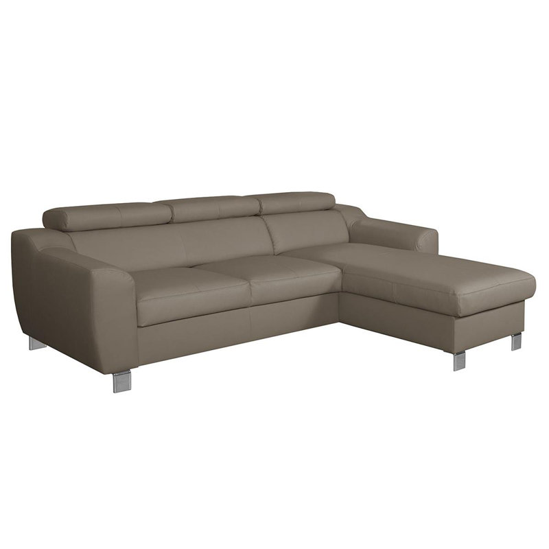 Avaiyah Leather Chaise Sofa with Sleeping Function and Storage, Taupe, Right Hand Facing, No