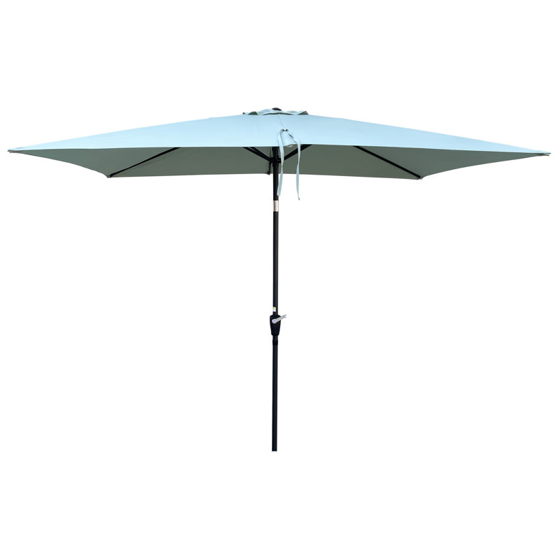 Parasol imperméable d'extérieur 6 x 9 pi avec manivelle et bouton poussoir inclinable sans rabat pour le jardin