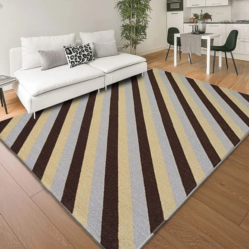 Kolm Beige Brown Non Slip Area Rug – Washable Bedroom Carpet, Living Room & Hallway Runner | Stain Resistant, Anti-Allergy, Rubber Backing