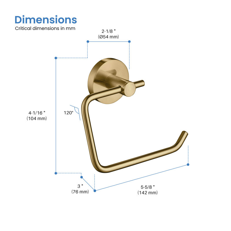 Wall Mount Toilet Paper Holder, Brushed Brass