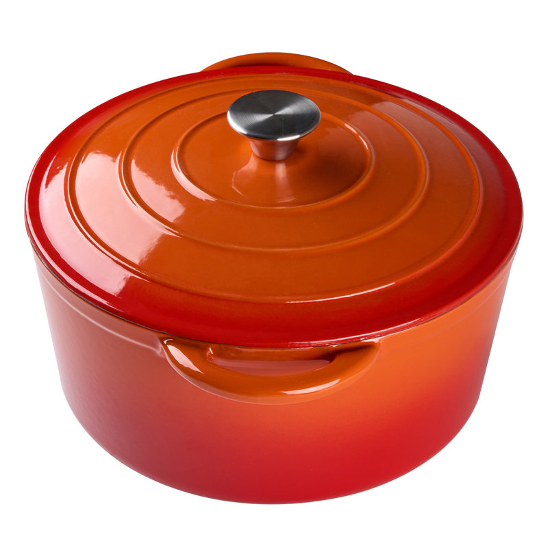 Living And Home 4L Cast Iron Stock Pot, Orange