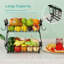 2 Tier Fruit Basket With 2 Banana Hangers, Countertop Fruit Vegetable Basket Bowl