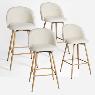 Modern Counter Stool Fabric Upholstery with Oak Legs Stylish and Comfortable for Kitchen Bar or Dining Area by George Oliver