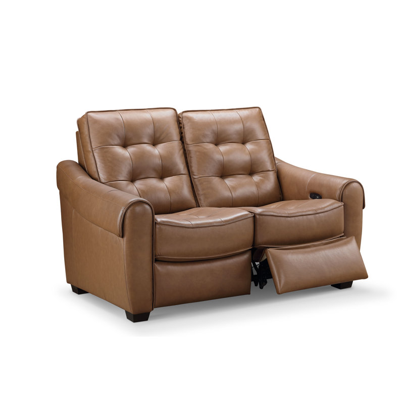 Causeuse inclinable en cuir véritable 62 po Bennith