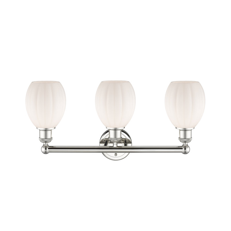 Bolduc 23.5" W Dimmable Metal 3-Light Vanity Light, Matte White, Polished Nickel