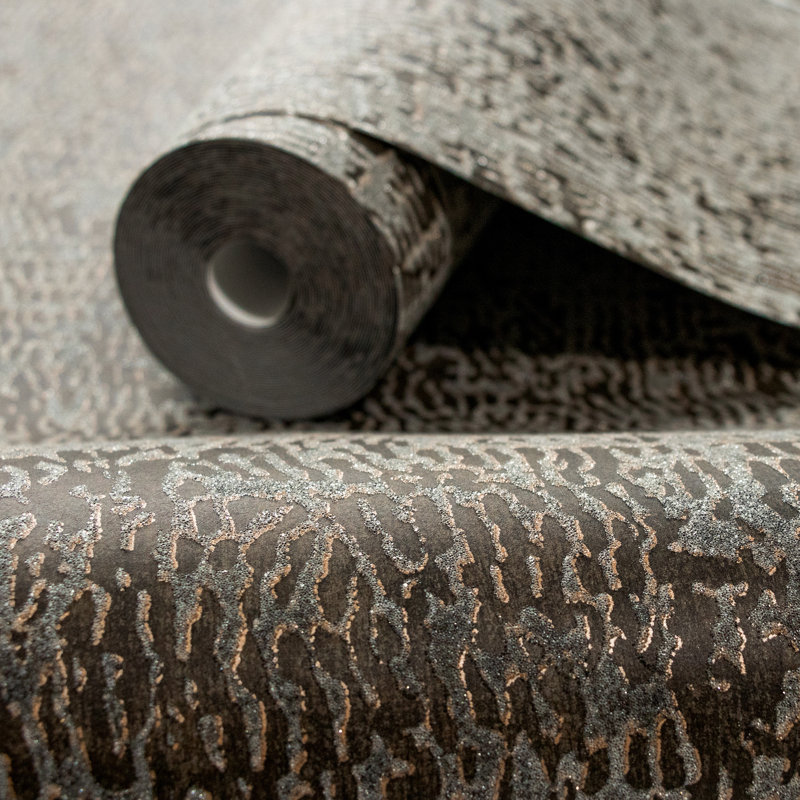 Feel Glass Bead Alpine Reptile Design 33' L x 21" W Wallpaper Roll, Brown