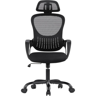 High-Back Mesh Rolling Work Task Chairs With Wheels And Adjustable Headrests, Comfy Lumbar Support, Armrest For Bedroom, Gaming