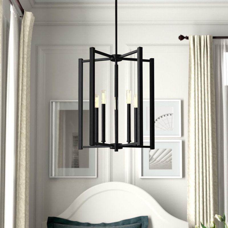 Luminaire suspendu carré Brenton, Noir mat, H 16,5 po x l 13 po x P 13 po, Trois lumières