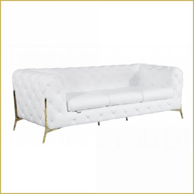 Canapé inclinable 3 places en cuir italien moderne pour salon | Cuir fleur supérieur | Dossier serré | Accoudoirs ronds