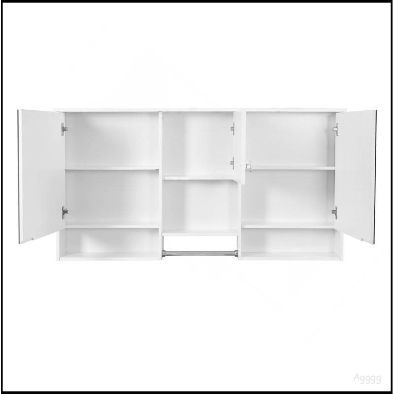 Armoire à miroir 55 po 3-en-1 à fixation murale 55 po avec tablette réglable, charnières à fermeture en douceur, panneau de fibres à densité moyenne de haute qualité, pour meuble-lavabo, salon, rangement de chambre à coucher