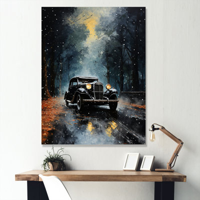 «1930S American Vintage Car At Noir», reproduction sur toile