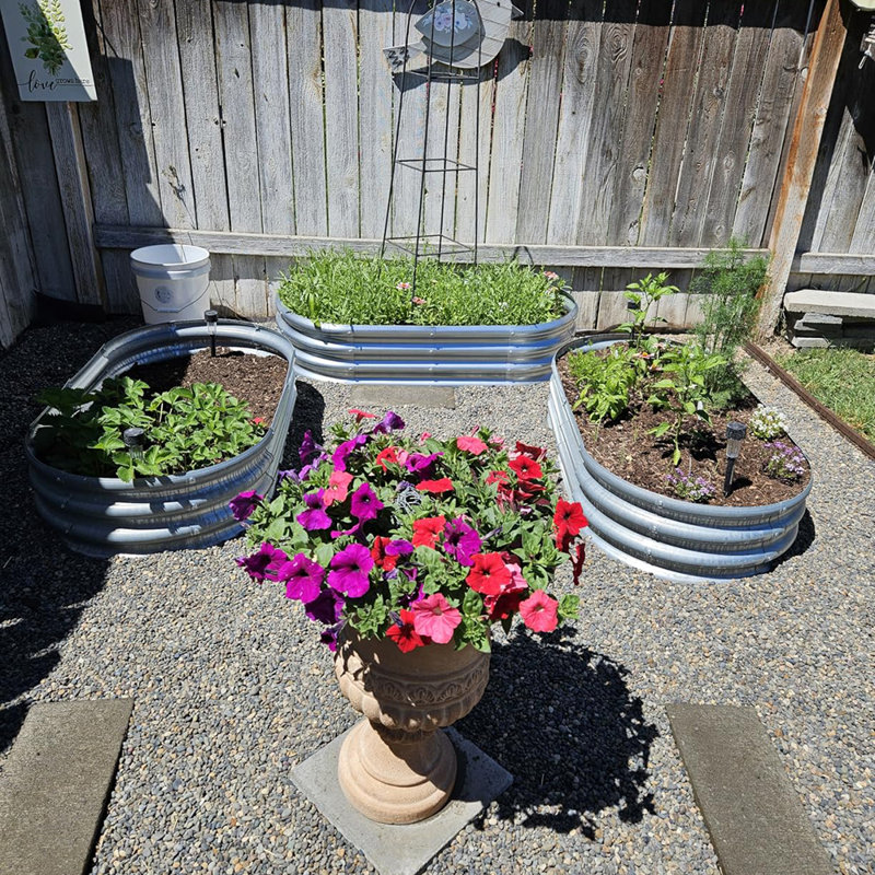 1 ensemble de jardin surélevé 4 * 2 * 1Ft, jardinières ovales en métal galvanisé pour jardinières de plantation de légumes, 1