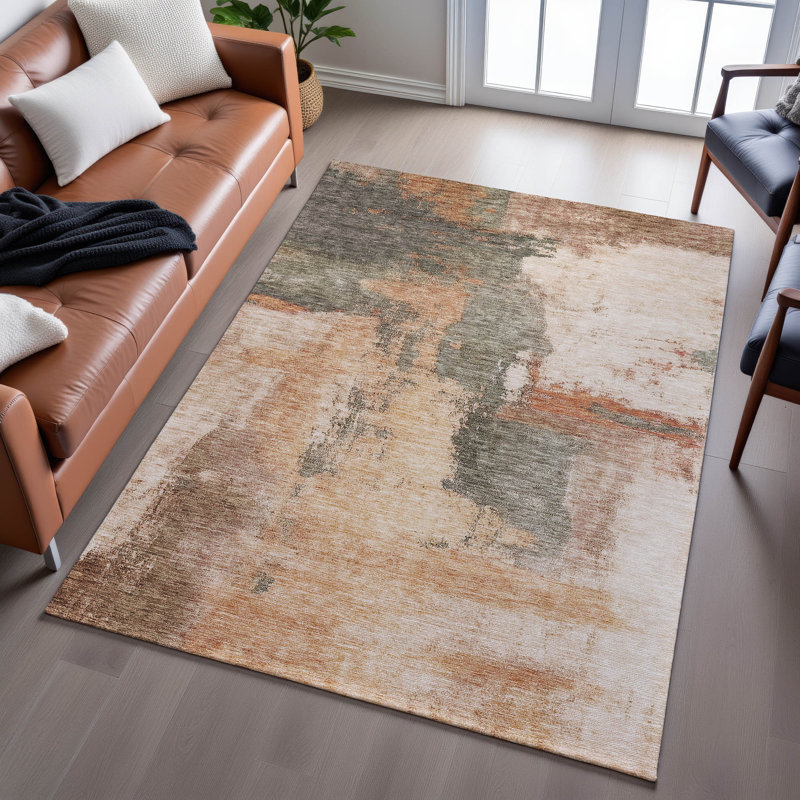 Tapis moderne lavable à la machine de qualité supérieure AMF1068, Rectangle 5 pi x 7 pi 6 po