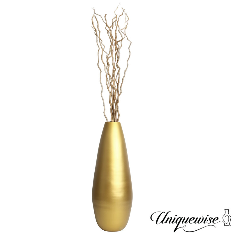 Vase de plancher doré avec branches de mûrier naturel - ensemble de vases en bambou filé de 31,5 po et branches décoratives de 47 po - Élégant décor moderne pour le salon, le vestibule ou les centres de mariage
