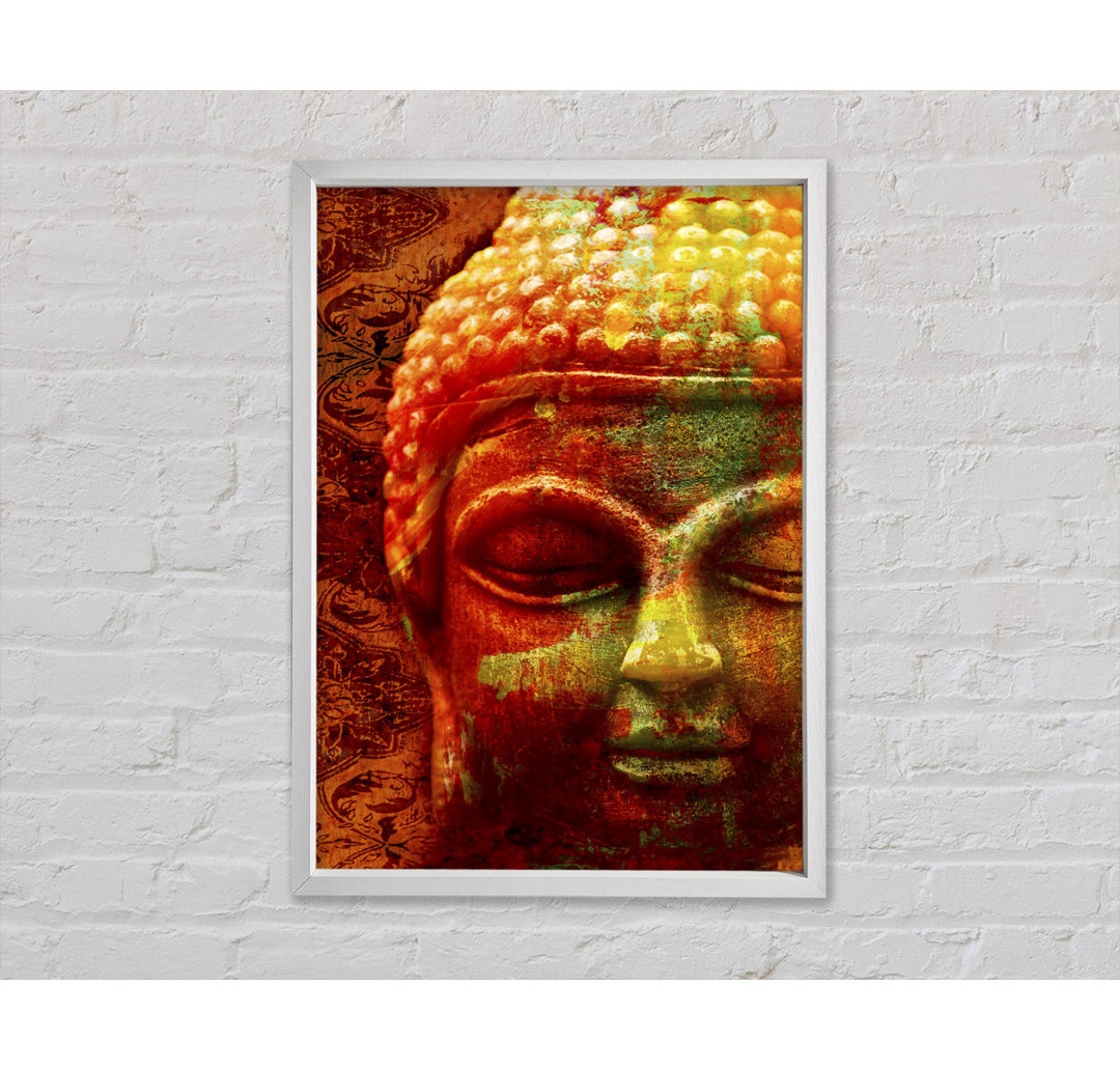 Retro Orange Gelb Buddha - Druck