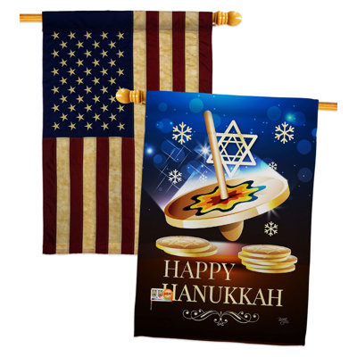 Double Sided 40'' H x 28'' W Polyester Hanukkah House Flag
