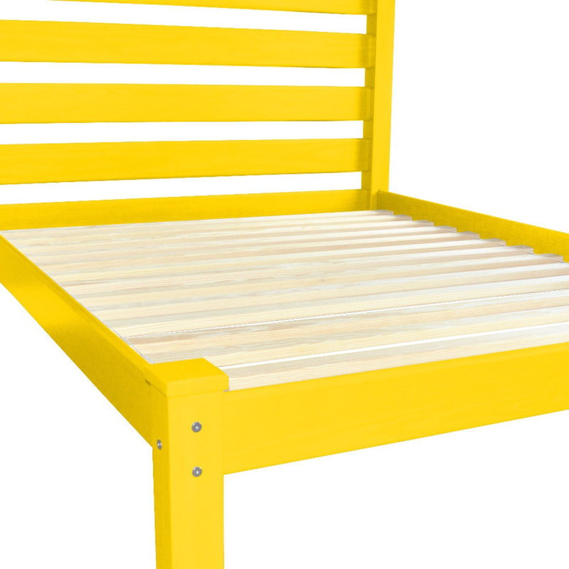  Structure de lit simple en bois massif jaune Carrary Carrington - simple, jaune