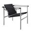 Fauteuil en cuir noir à double couche en acier inoxydable