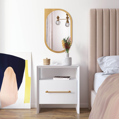 58.4cm W Solid + Manufactured Wood Bedside Table