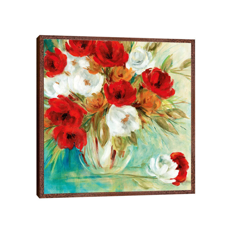 Vibrant Bouquet I by Carol Robinson - Painting on Canvas, 66.04 cm H x 66.04 cm W, Classic Brown Wood Framed