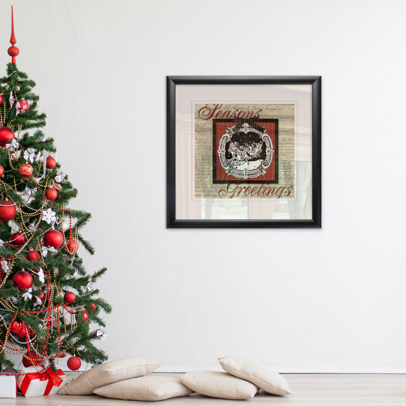 «Time for Santa», peinture, H 30,5 po x l 30,5 po x P 1,5 po, Blanc / aubergine / banane / brun clair / rouge br
