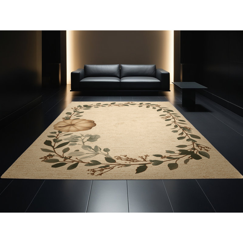 Soft Plush Farrer Thanksgiving Modern & Contemporary Abstract Area Rug in Brown – Beige Binding, 7x9