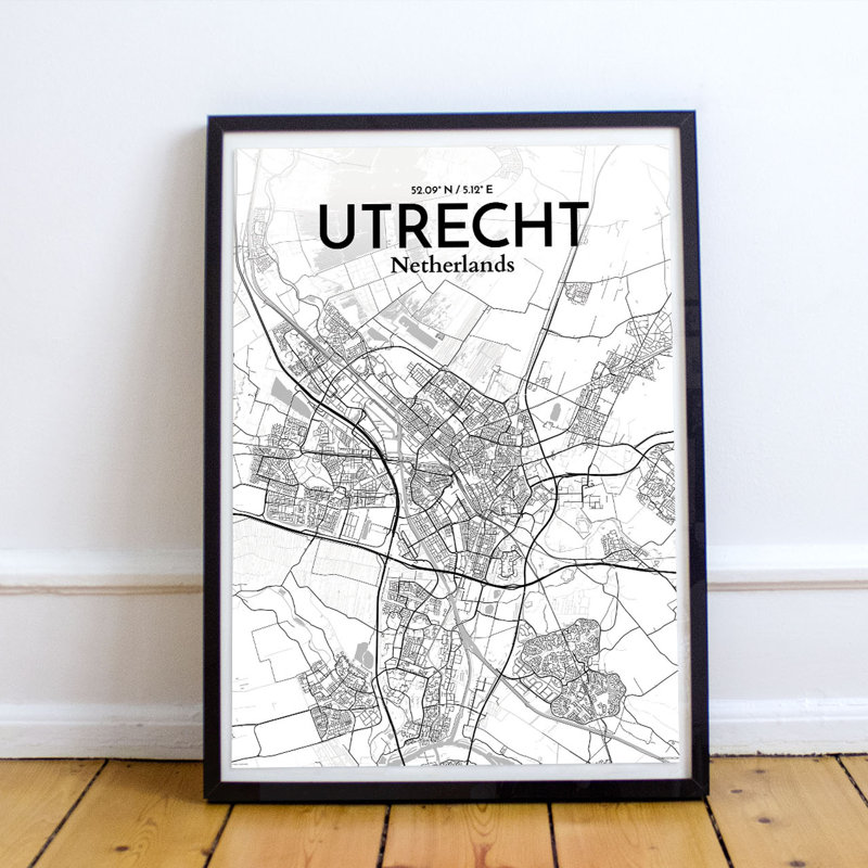 Utrecht City Map - No Frame Print, 50.8cm H x 40.6cm W x 0.13cm D x 0.13cm D