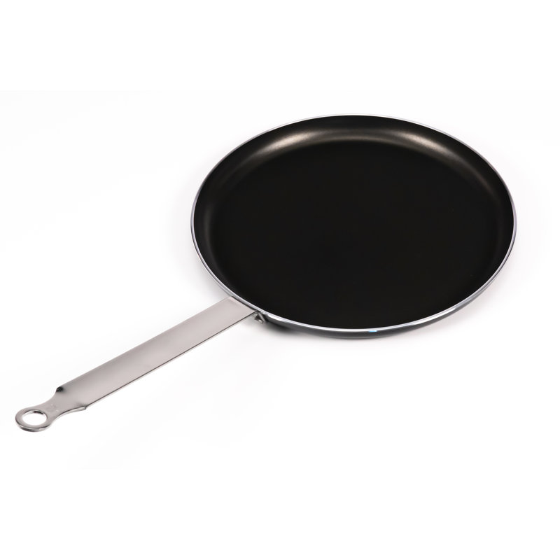 10" Black Aluminum Non-Stick Crepe Pan with Stainless Steel Handle