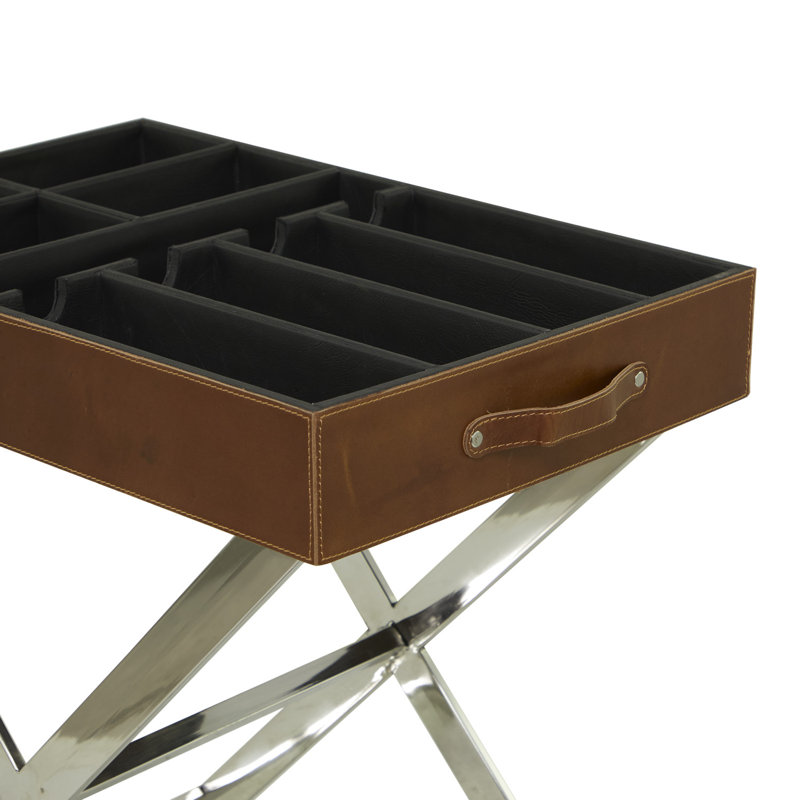 Porte-bouteilles en acier inoxydable Milt Modern, Brun