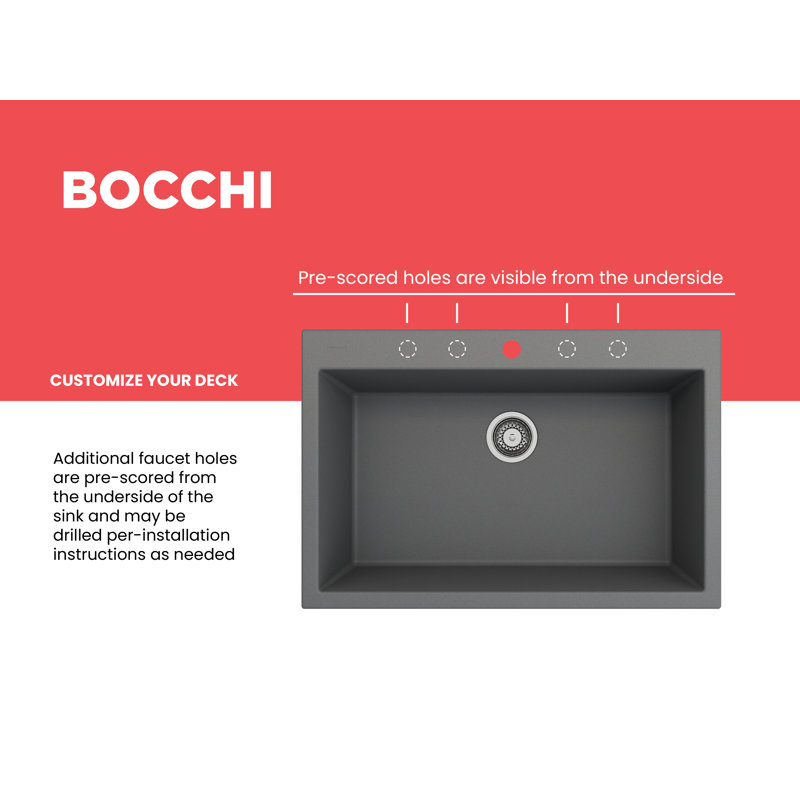 Campino 33'' L Single Basin Kitchen Sink, Concrete Gray