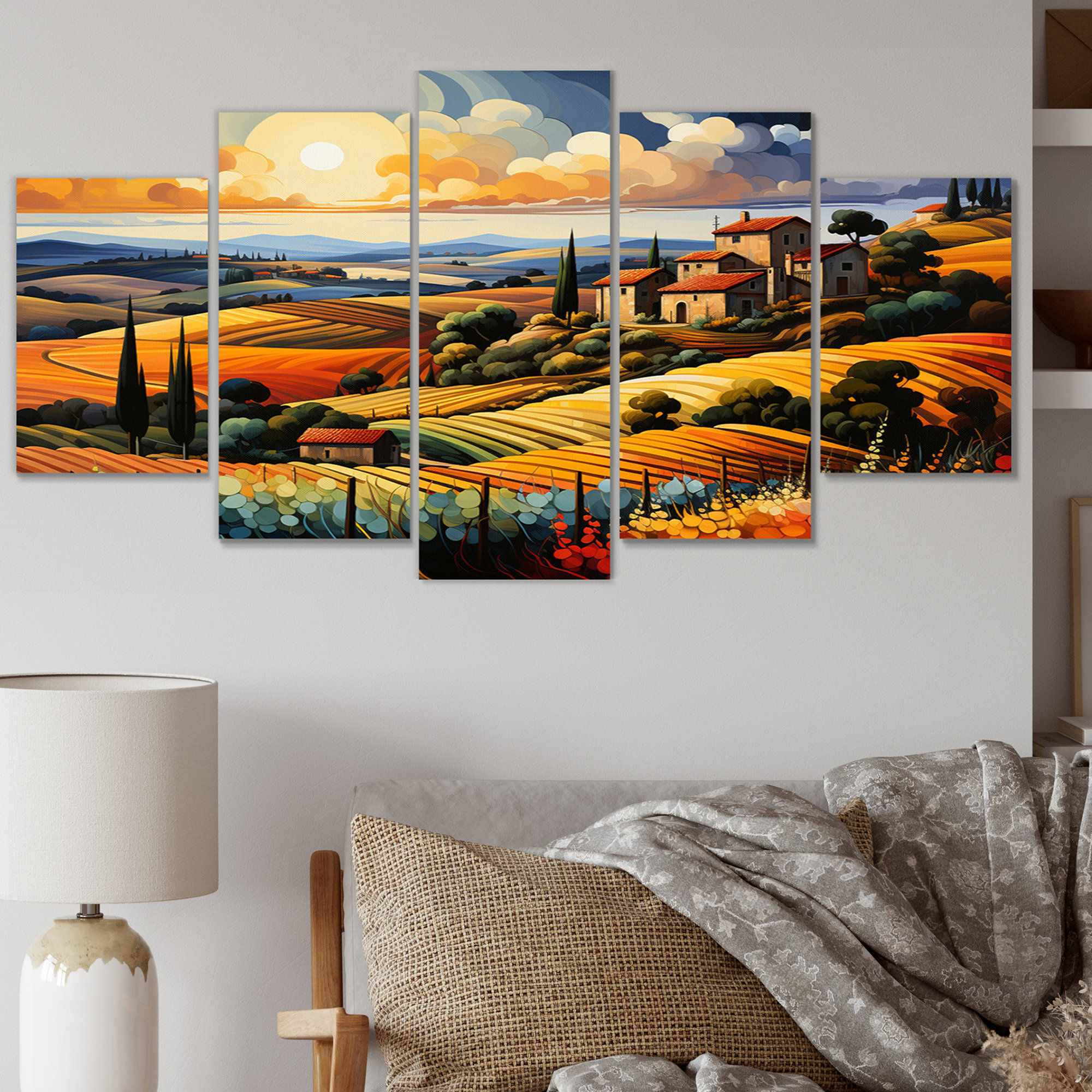 Design Art Italy Tuscan Vineyards V - Italy Wall Art Living Room - 5 ...