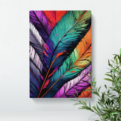 Paint Drip Feathers No.5 - Wrapped Canvas Print