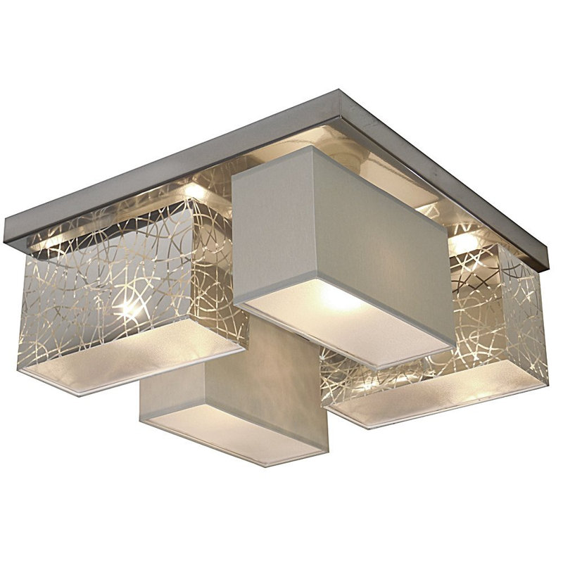 Eris-004 Fabric Flush Mount, Silver/Grey
