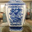 Hex Blue and White Landscape Vase