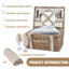 Ensemble de panier de pique-nique Willow pour 2 personnes avec grand sac isotherme et couverture de pique-nique imperméable, panier à pique-nique en osier pour le camping, extérieur, beige