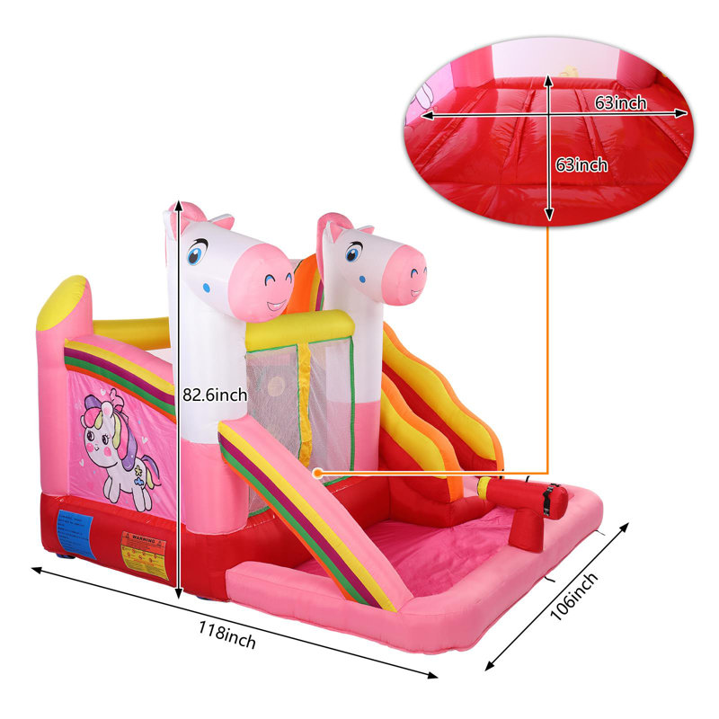 Château sautant gonflable de style poney avec piscine et toboggan (y compris le ventilateur)