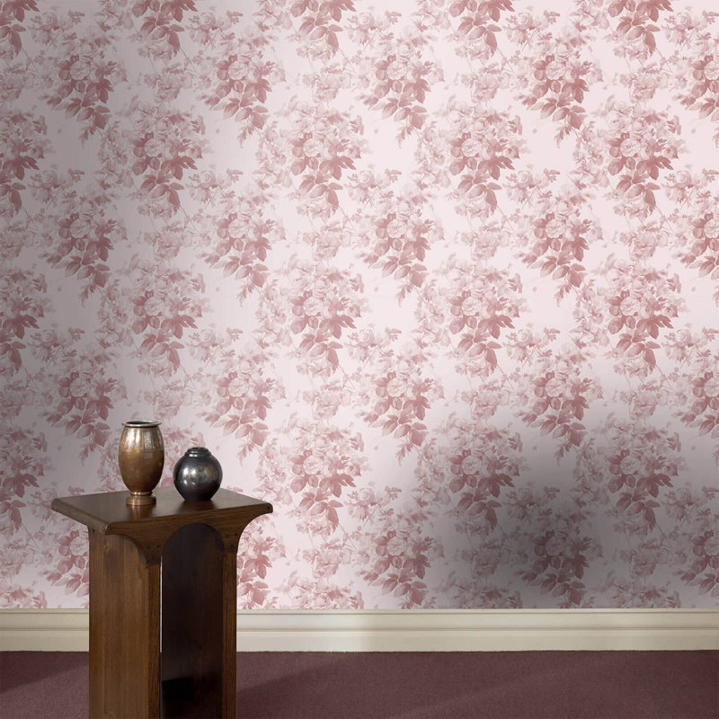 LONDON ROSE Traditional Wallpaper, Blush