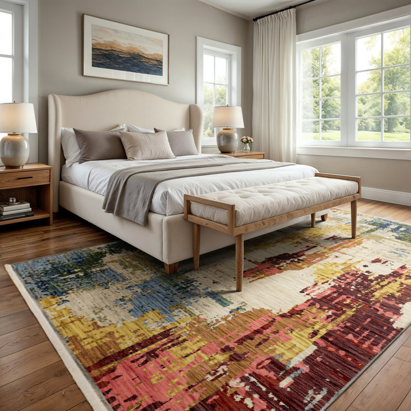 Tapis beige / multicolore Japhenia, Rectangle 5 pi 3 po x 7 pi 9 po