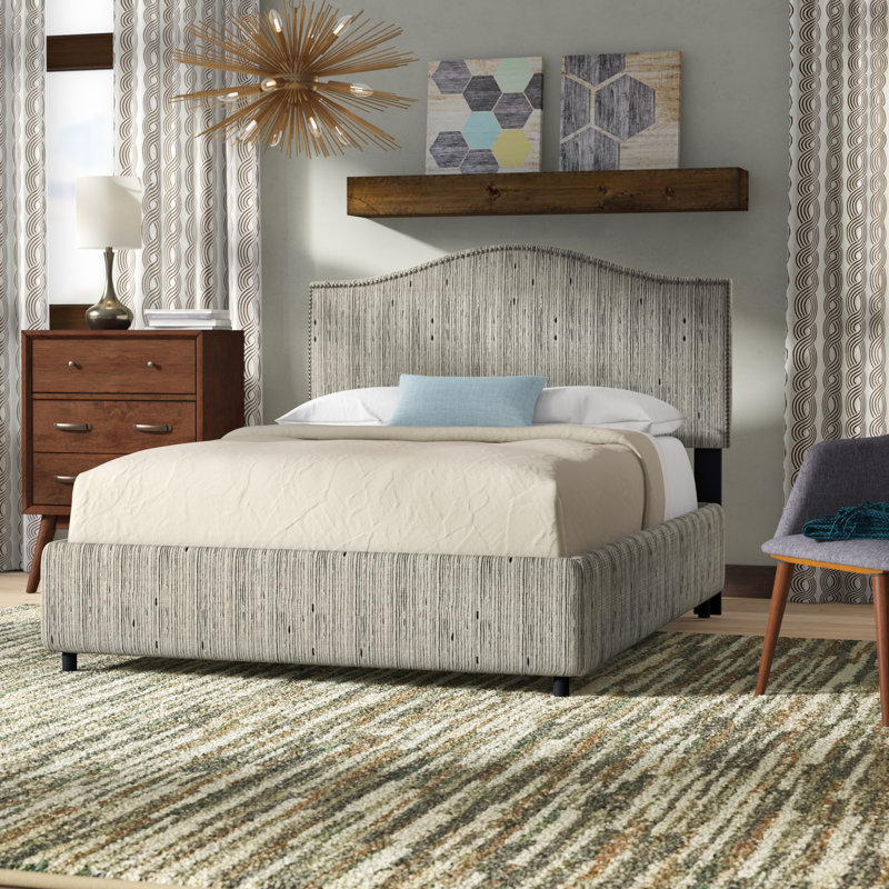 Perras Upholstered Unfinished Bed, King, Tulum Blue