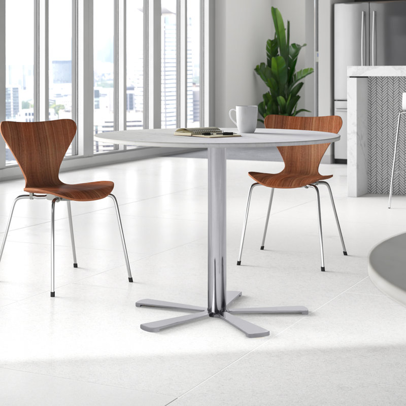 Table ronde Ithzel, H 29,5 po x L 35,5 po x l 35,5 po, Chrome