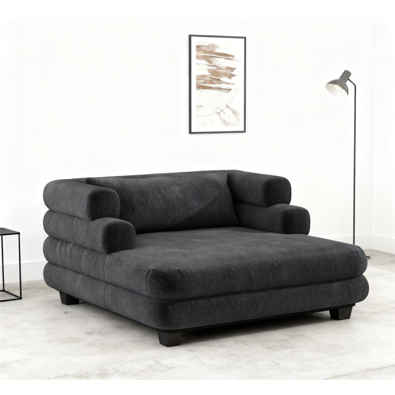 Canapé-lit rembourré surdimensionné en chenille surdimensionné et confortable, Noir