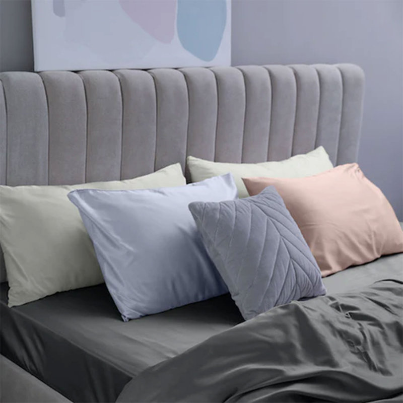 Sleepgram Regular Breathable Cooling Grade 6A Silk Pillowcase, Queen, Gray