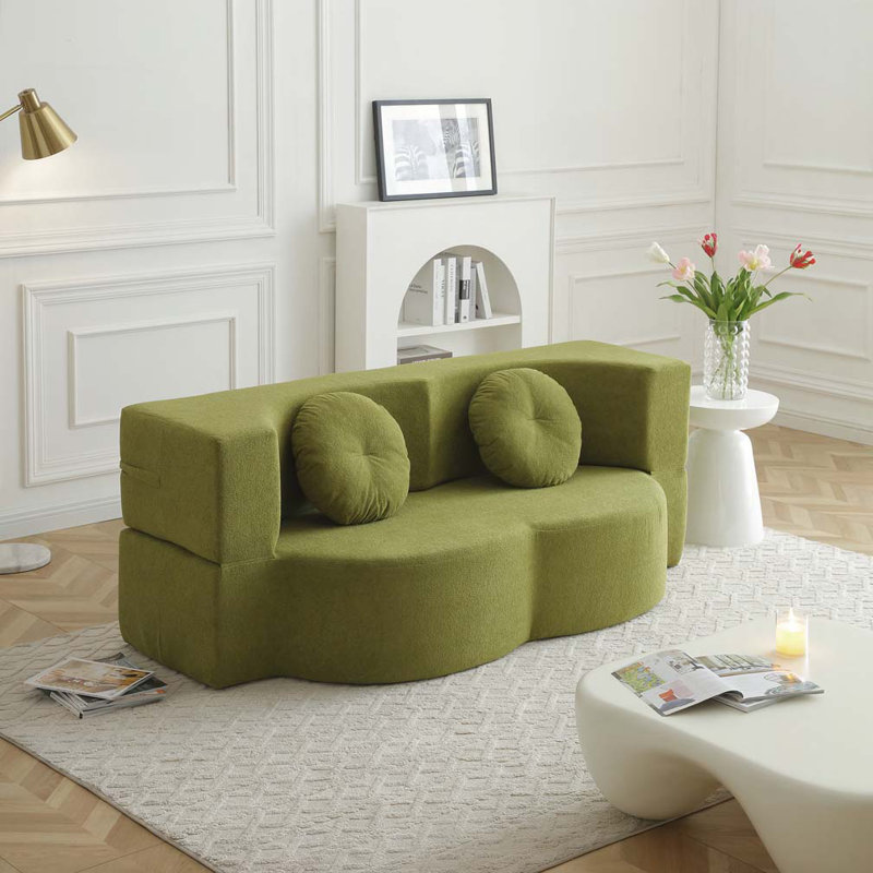 Canapé-lit pliant en mousse, canapé-lit pliant avec coussin, Vert