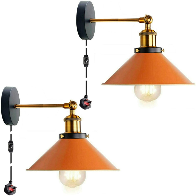 Plug-in Armed Sconce, Orange